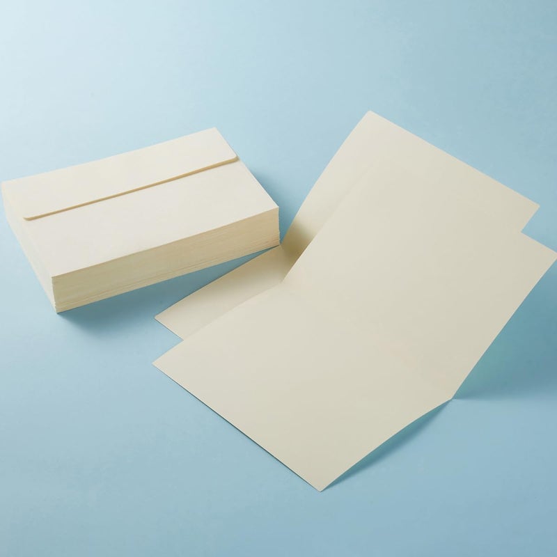 Wishop 50 Pack Self-Adhesive Envelopes with Fold Cards for Wedding Invitations, Greeting Cards, Baby Shower, Letter Mailing (Cream Color, 5x7) - Image 4